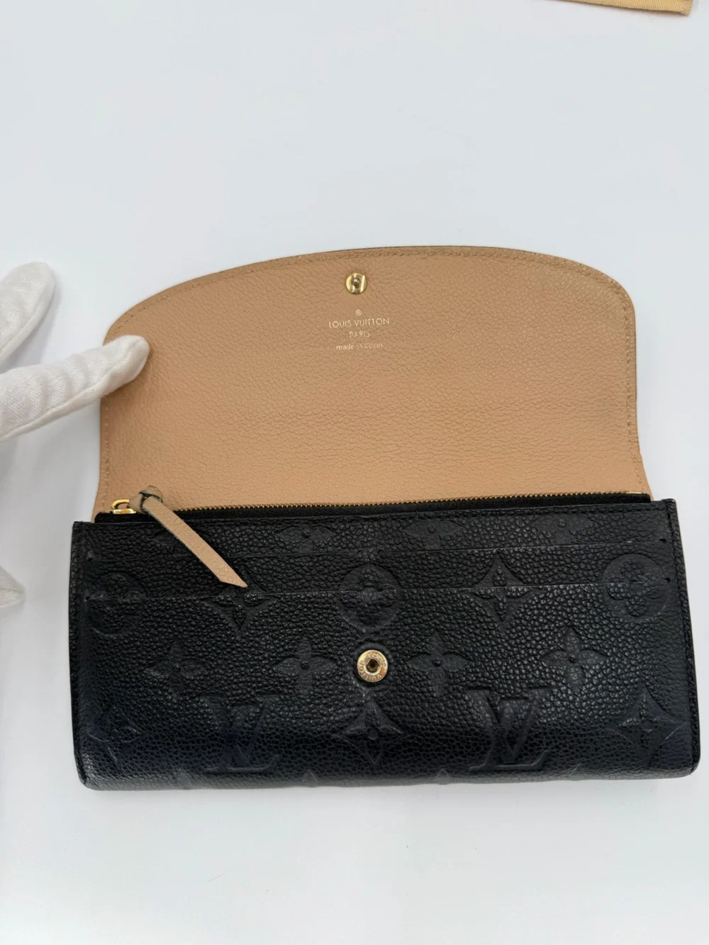 🖤Louis Vuitton Empriente Emilie Black Long Wallet w/ Tan Interior Full Set /COA - Picture 3 of 14